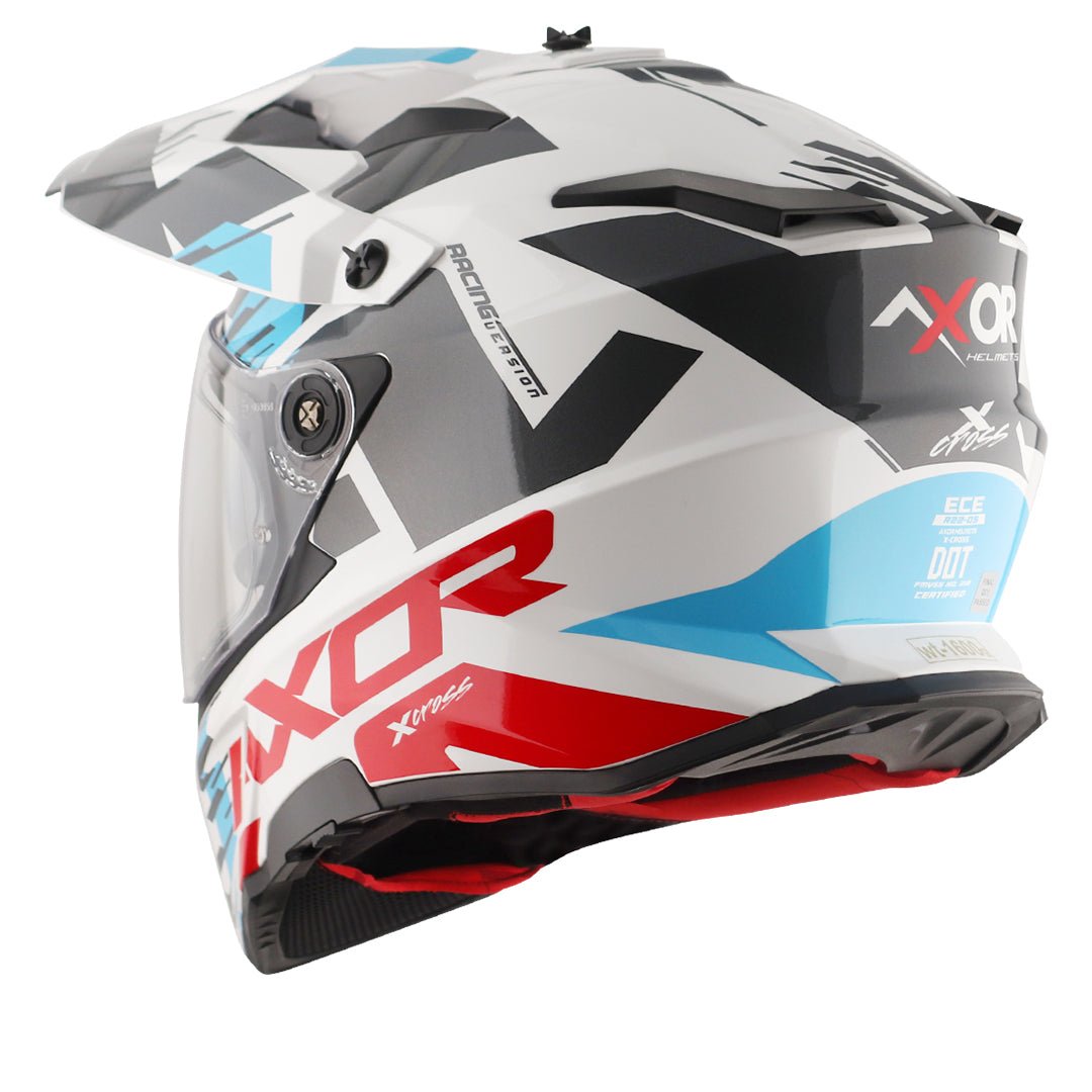 X-Cross X1 Dual Visor Helmet (White Red) - Image 4