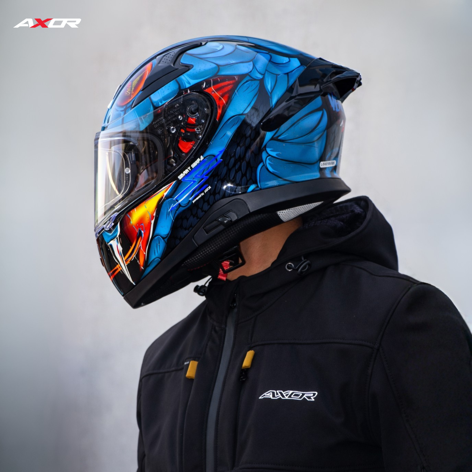Axor X Altor Apex Venomous Smart Bluetooth Helmet (Black Blue) - Image 5