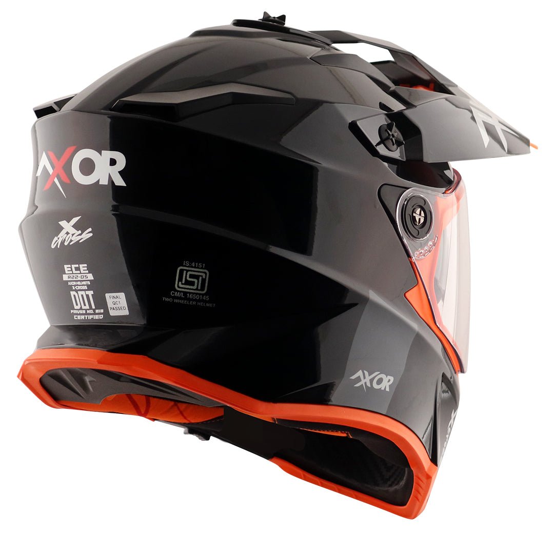 X-Cross Dual Visor Helmet (Black Orange) - Image 6