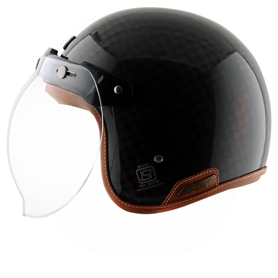 Axor Jet Carbon Big Checks helmet with bubble visor (Black) - Image 4