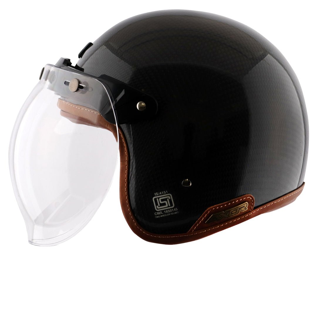Axor Jet Carbon Small Checks helmet with Bubble Visor (Black) - Image 3