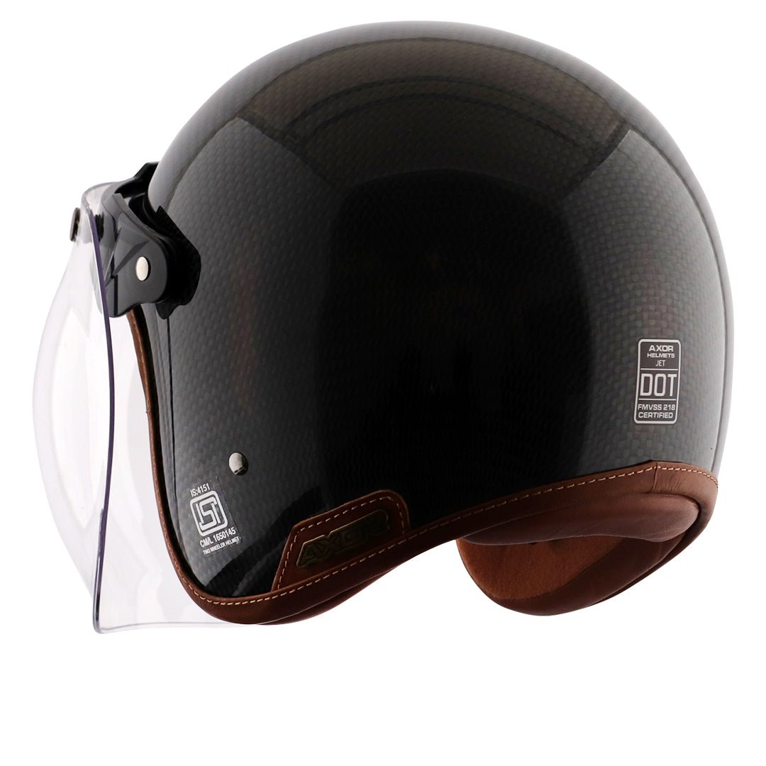 Axor Jet Carbon Small Checks helmet with Bubble Visor (Black) - Image 5