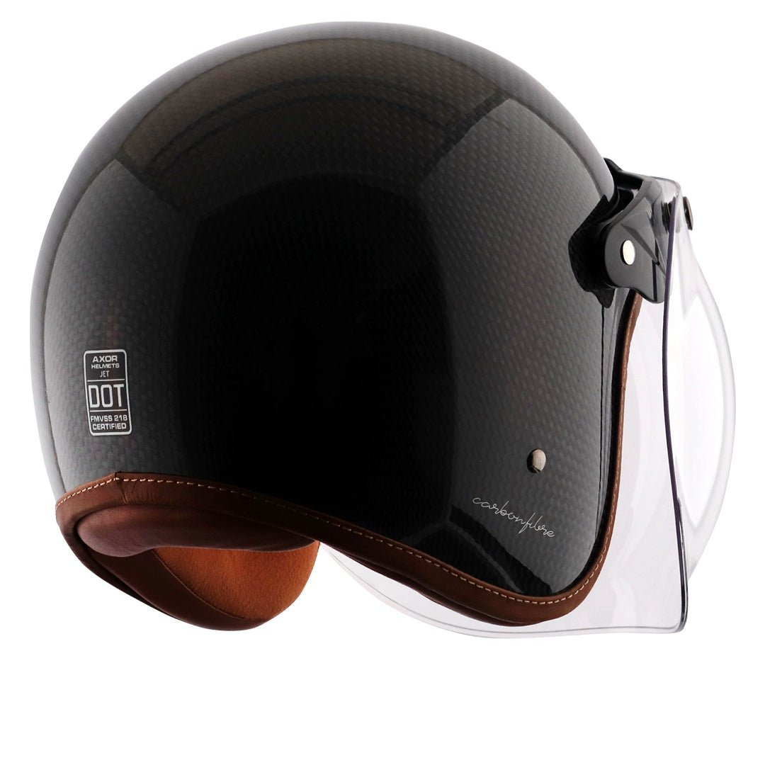 Axor Jet Carbon Small Checks helmet with Bubble Visor (Black) - Image 7