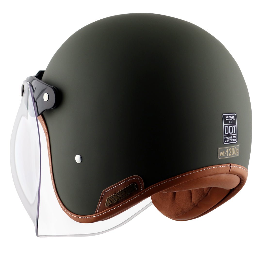 Axor Retro Jet Helmet (Dull Battle Green) - Image 4
