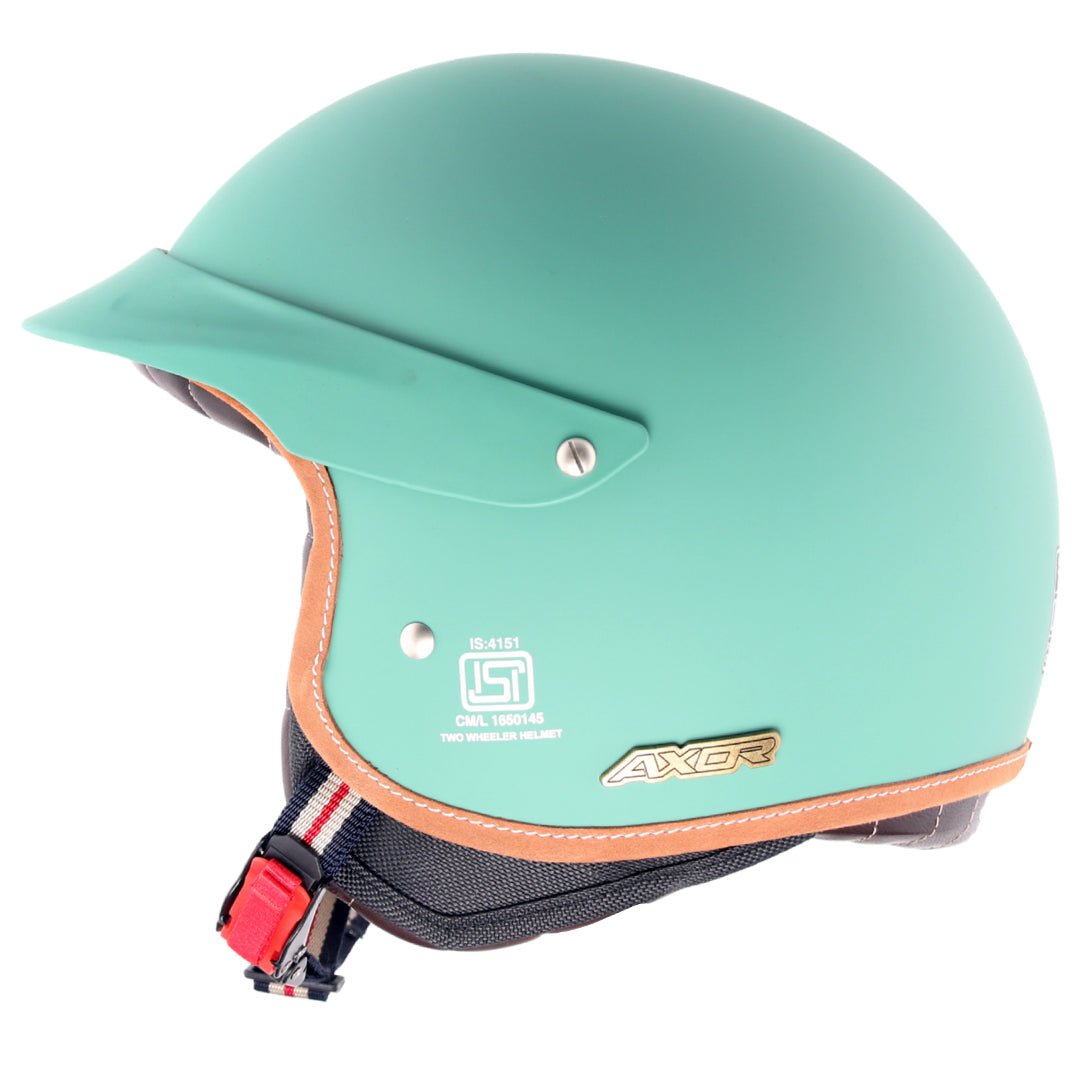 AXOR Retro Jet West Helmet With Peak (Dull Aqua Green) - Image 3