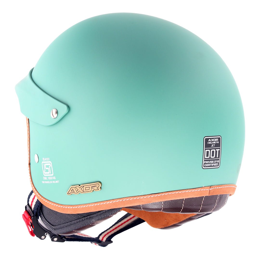 AXOR Retro Jet West Helmet With Peak (Dull Aqua Green) - Image 4