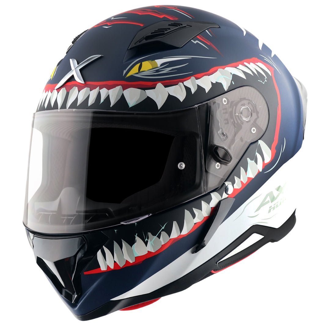Hunter Shark Helmet (Dull Blue White) - Image 2