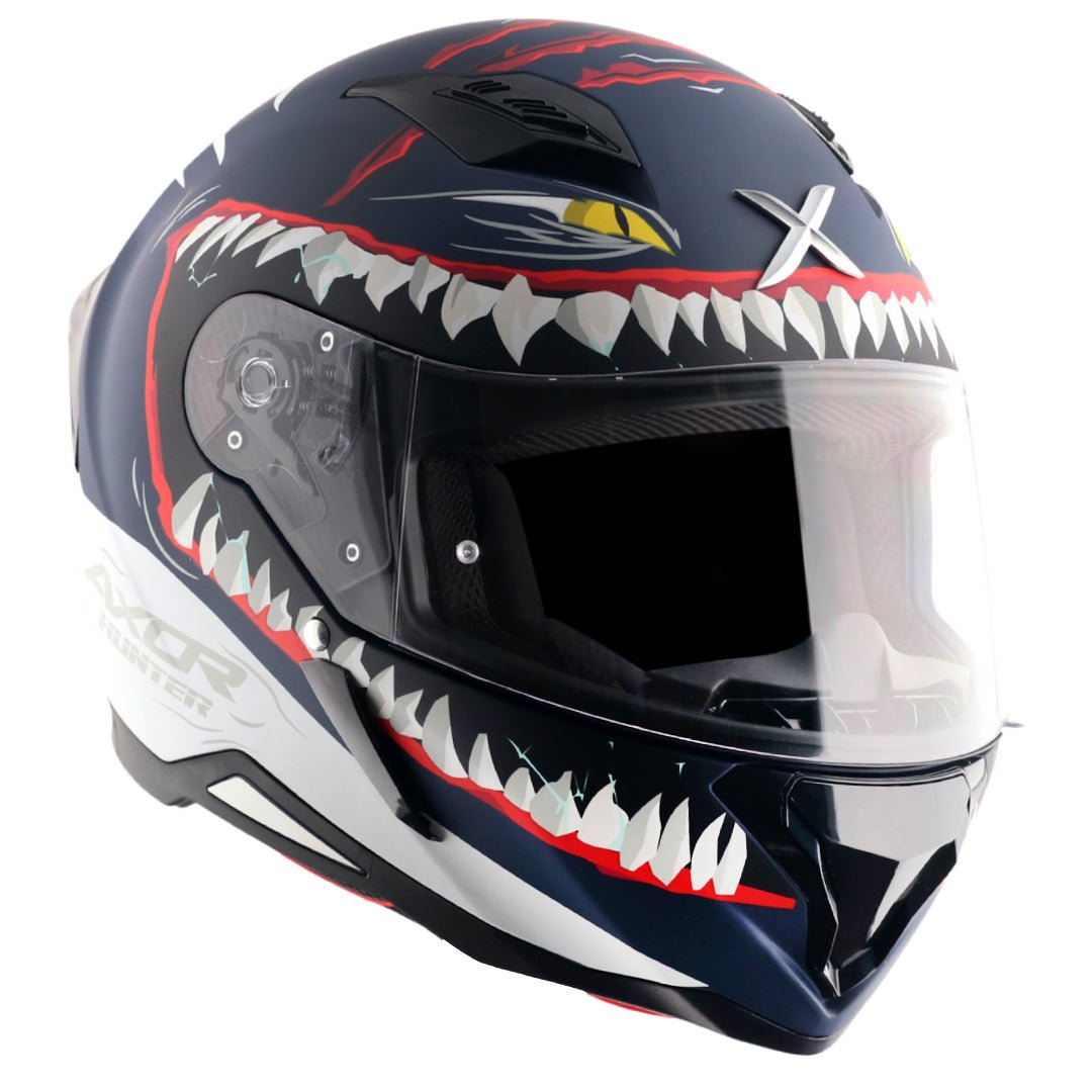 Hunter Shark Helmet (Dull Blue White) - Image 4
