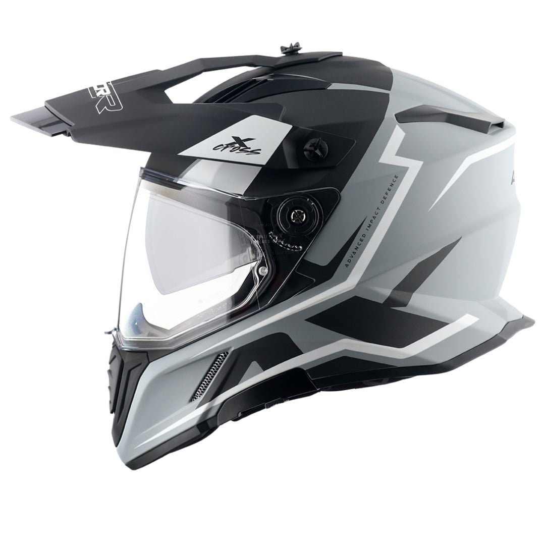 X-Cross Dual Visor Flagstaff Helmet (Dull Nardo Grey Black) - Image 4