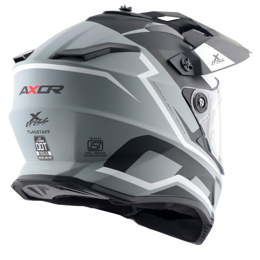X-Cross Dual Visor Flagstaff Helmet (Dull Nardo Grey Black) - Image 6