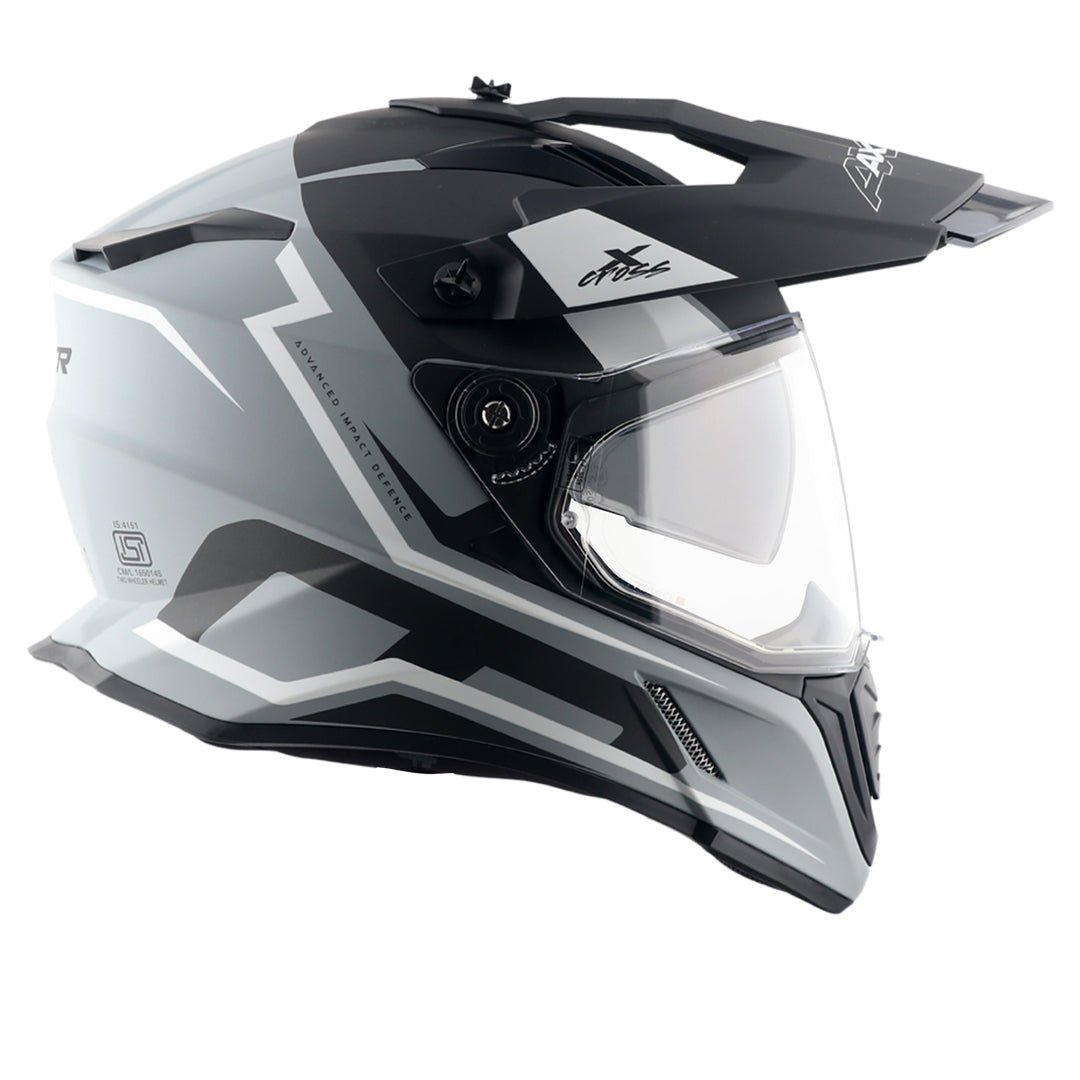 X-Cross Dual Visor Flagstaff Helmet (Dull Nardo Grey Black) - Image 8
