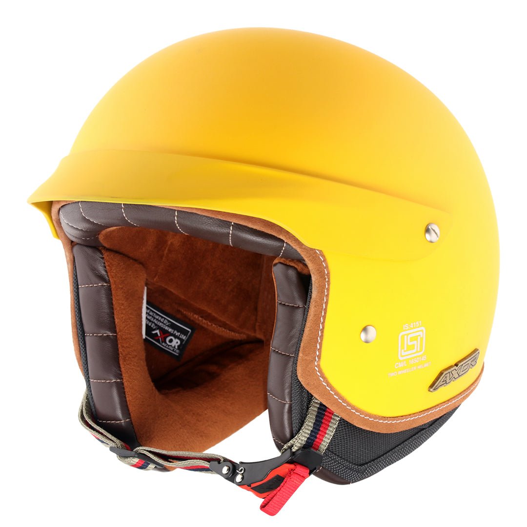 AXOR Retro Jet West Helmet With Peak (Dull Yellow)