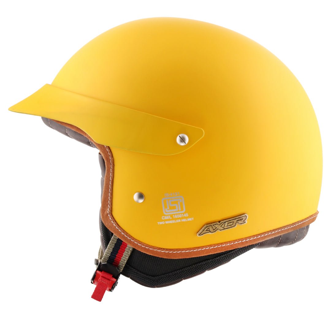 AXOR Retro Jet West Helmet With Peak (Dull Yellow) - Image 3