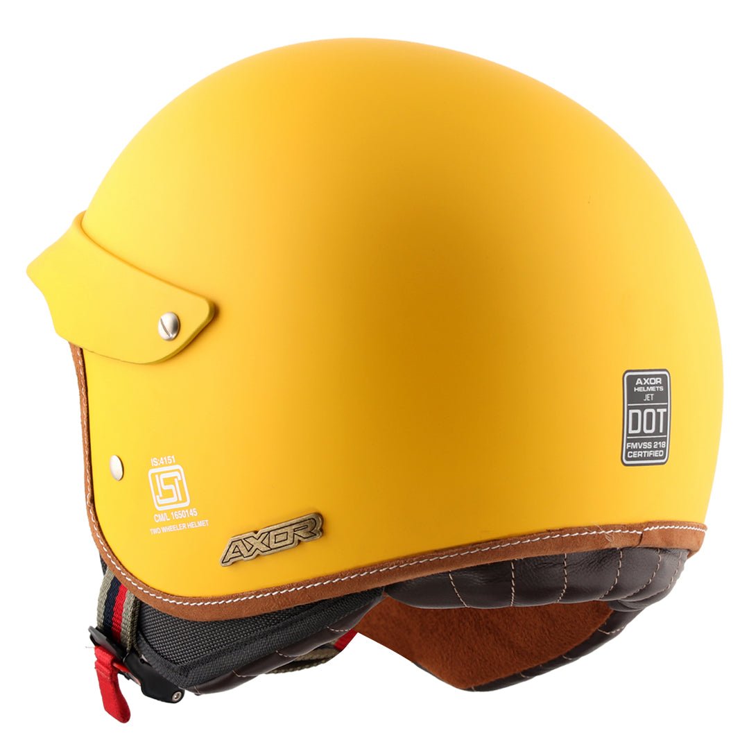 AXOR Retro Jet West Helmet With Peak (Dull Yellow) - Image 4