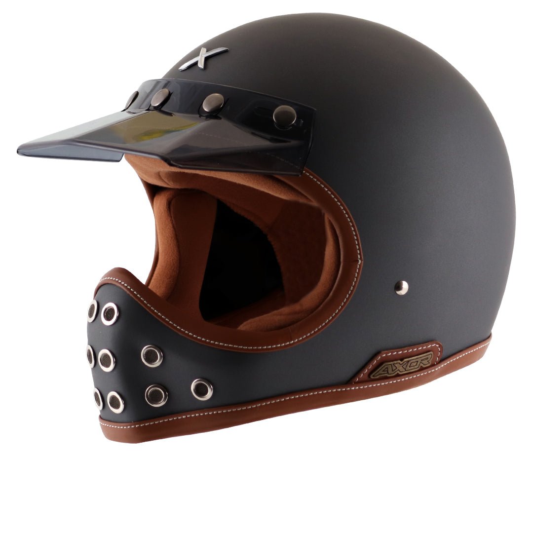 Axor Retro Moto-X Helmet (Dull Black)
