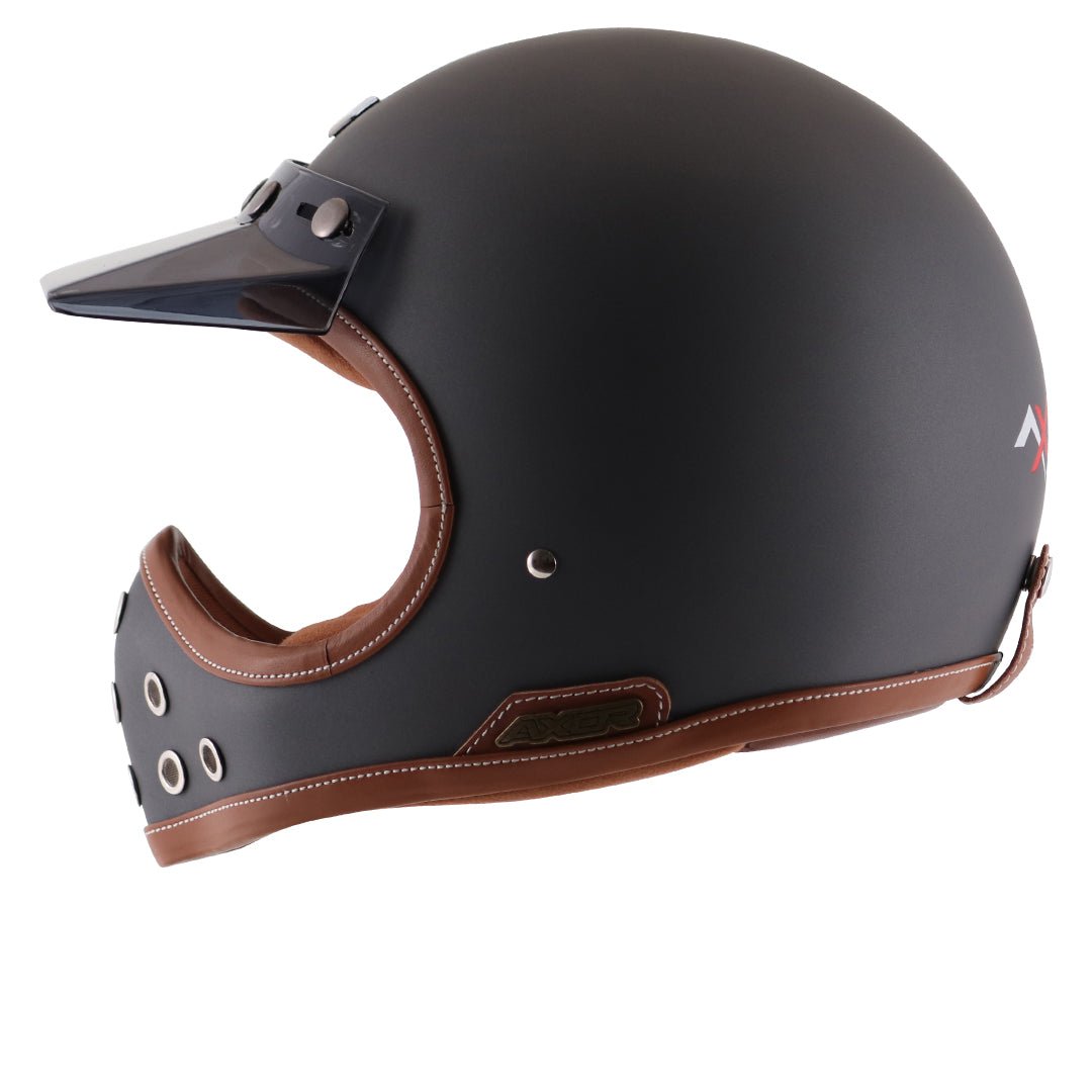 Axor Retro Moto-X Helmet (Dull Black) - Image 3