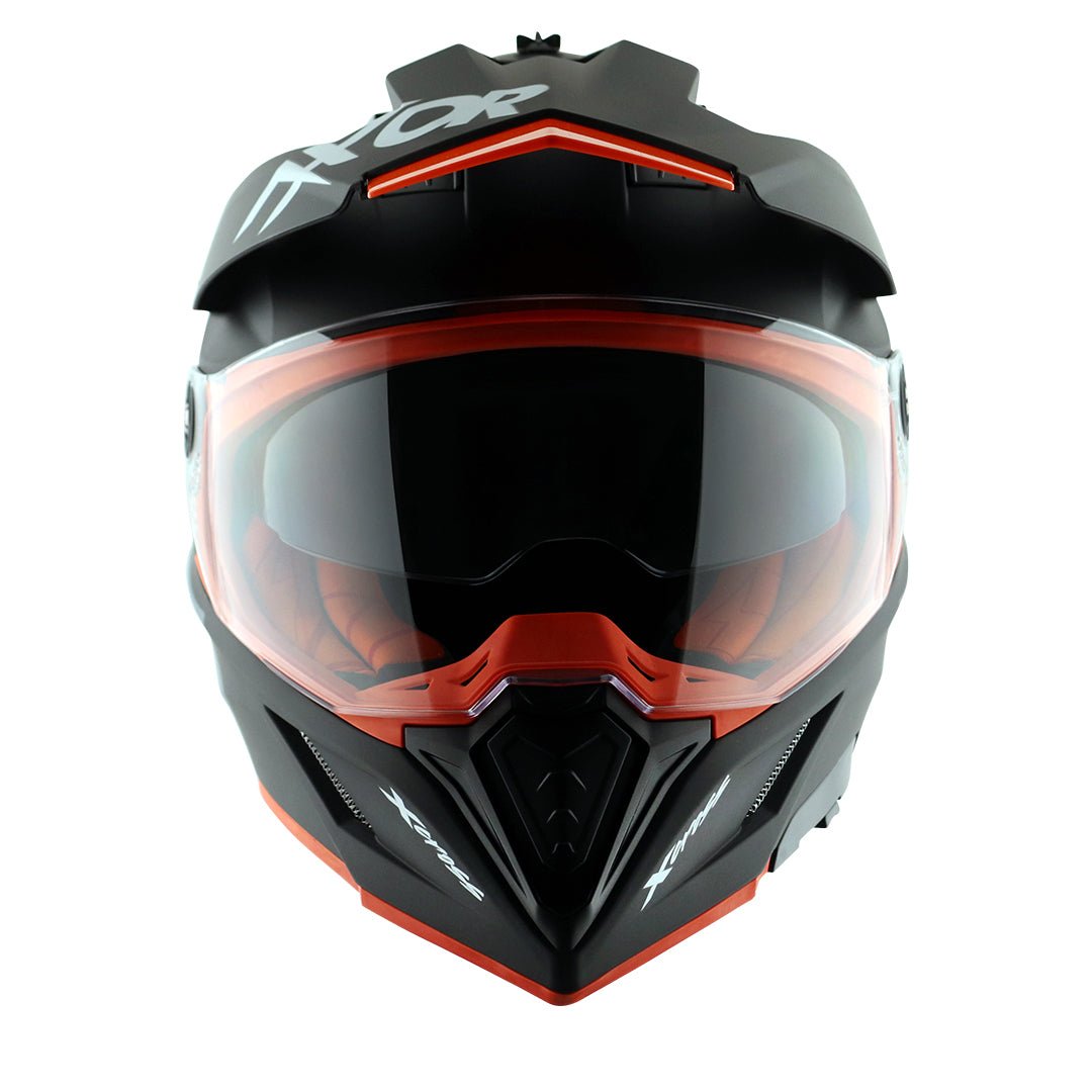 X-Cross Dual Visor Helmet (Dull Black Orange) - Image 3