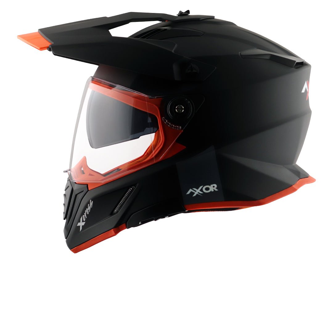 X-Cross Dual Visor Helmet (Dull Black Orange) - Image 4