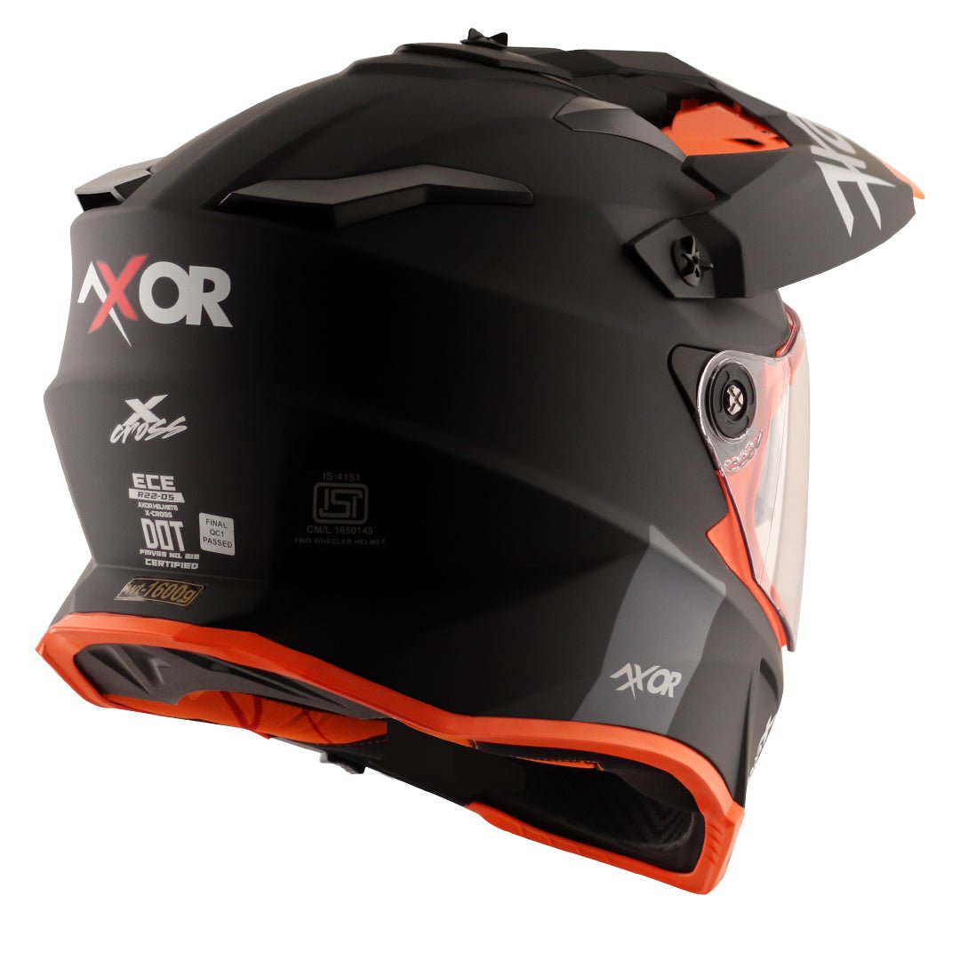 X-Cross Dual Visor Helmet (Dull Black Orange) - Image 7