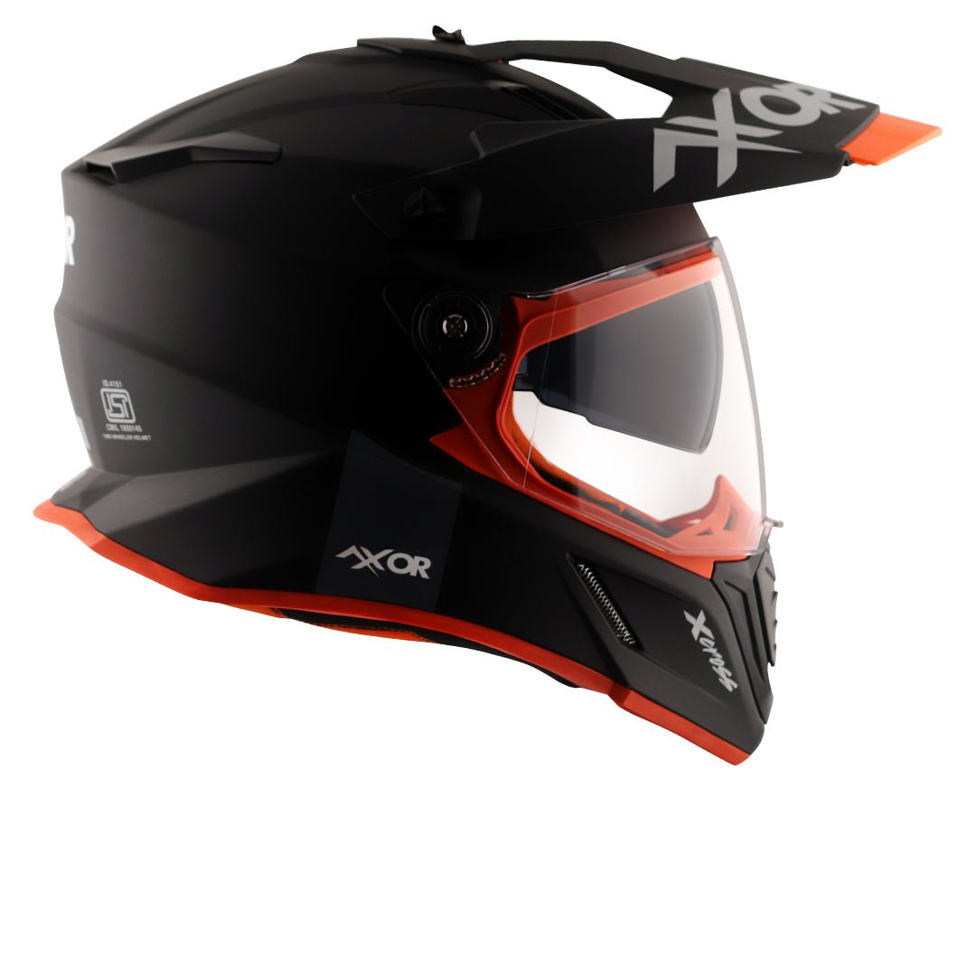 X-Cross Dual Visor Helmet (Dull Black Orange) - Image 8