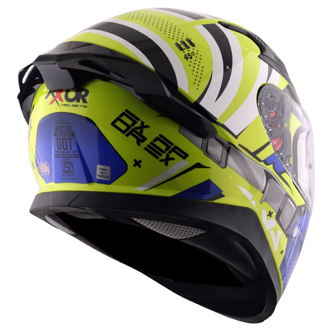 Apex Hex-2 Helmet (Neon Yellow Blue) - Image 6