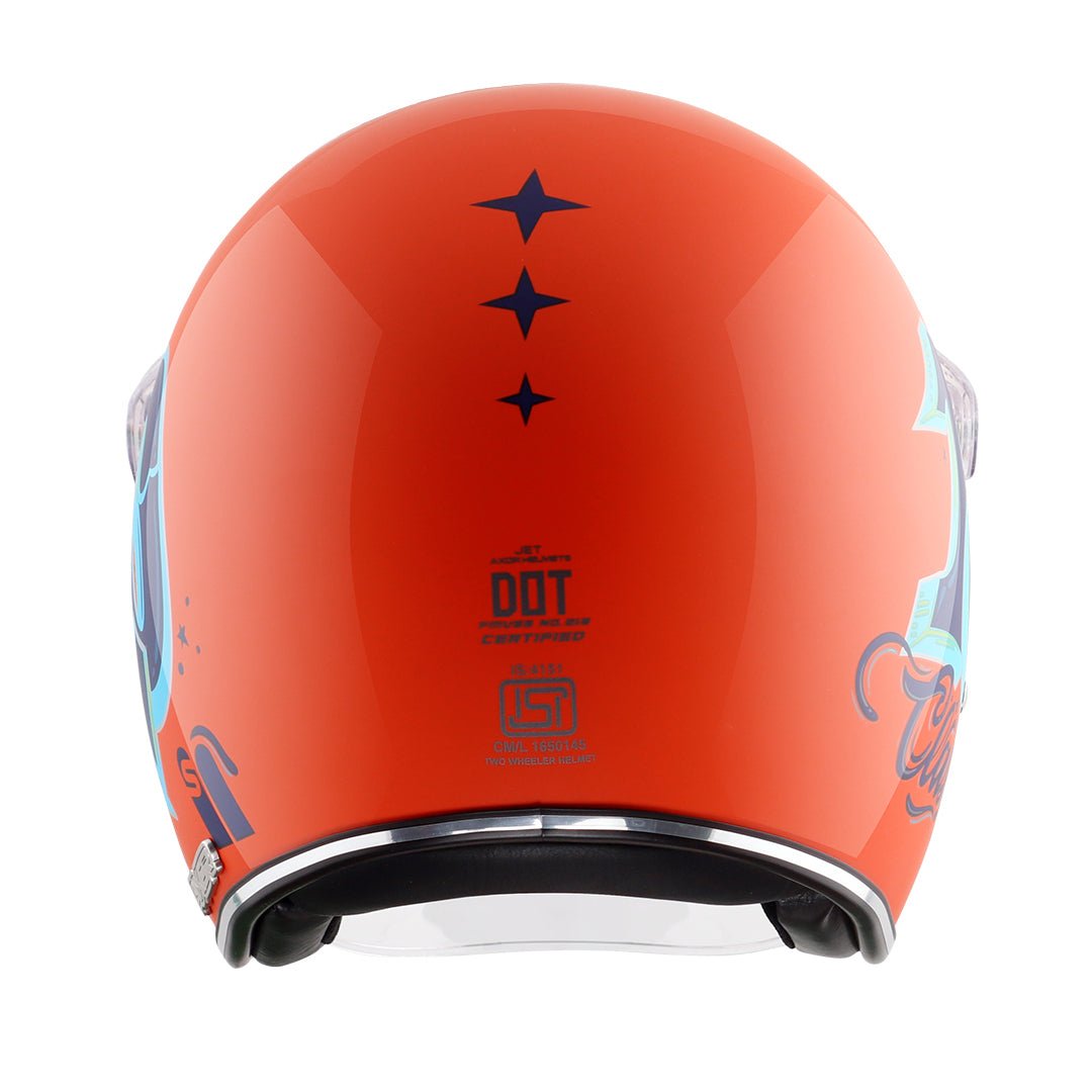 AXOR Retro Jet Sportz C13 Helmet (Orange Blue) - Image 5