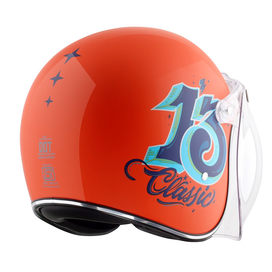 AXOR Retro Jet Sportz C13 Helmet (Orange Blue) - Image 6