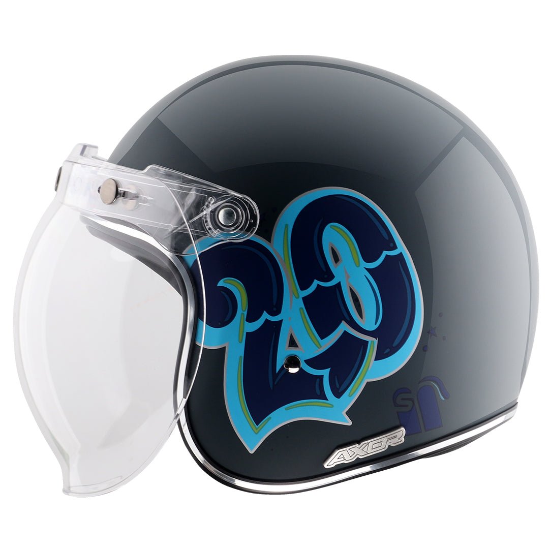 AXOR Retro Jet Sportz C13 Helmet (Slate Blue) - Image 3