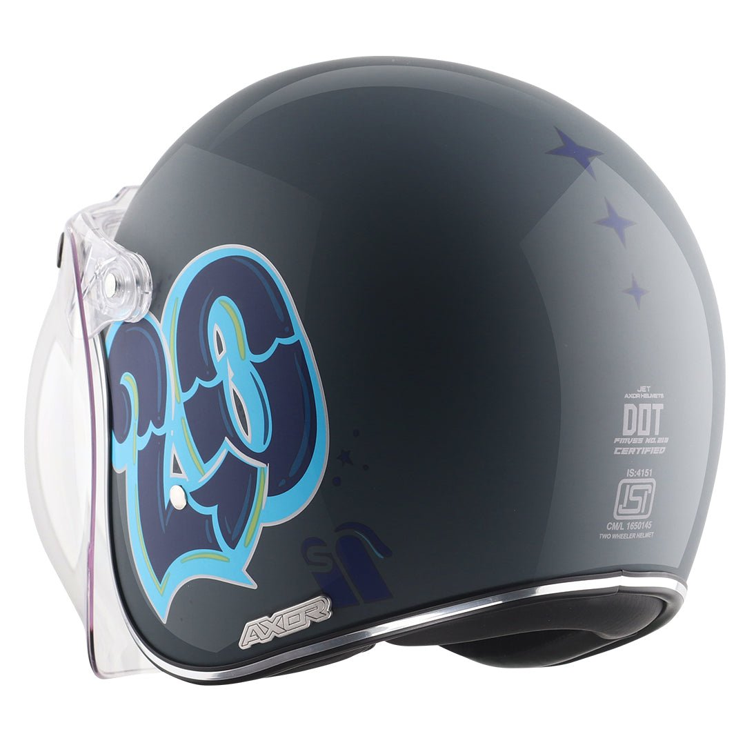 AXOR Retro Jet Sportz C13 Helmet (Slate Blue) - Image 4