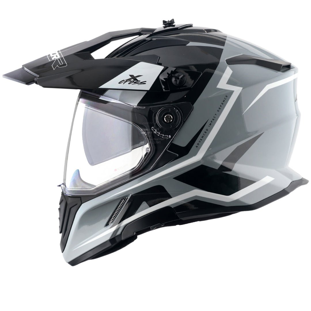 X-Cross Dual Visor Flagstaff Helmet (Nardo Grey Black) - Image 4