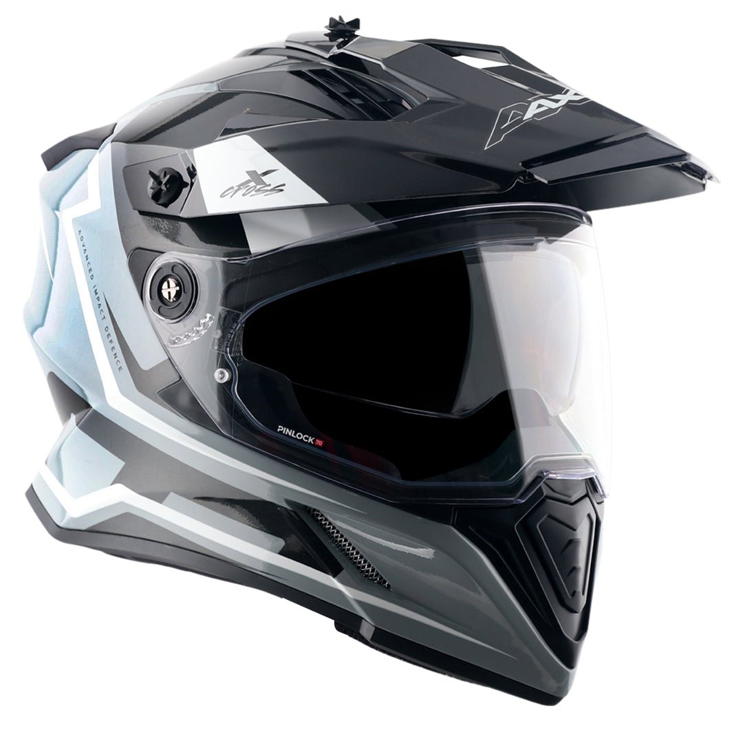 X-Cross Dual Visor Flagstaff Helmet (Nardo Grey Black) - Image 10