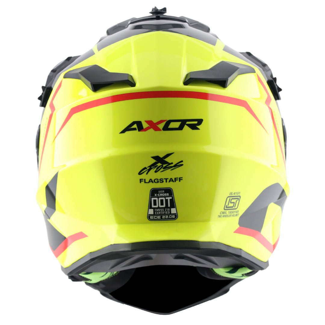 X-Cross Dual Visor Flagstaff Helmet (Neon Yellow Black) - Image 5