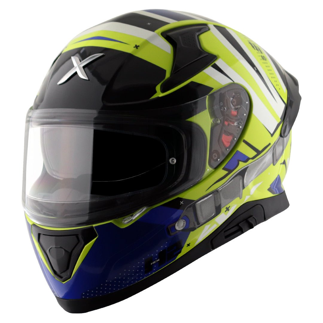 Apex Hex-2 Helmet (Neon Yellow Blue) - Image 2