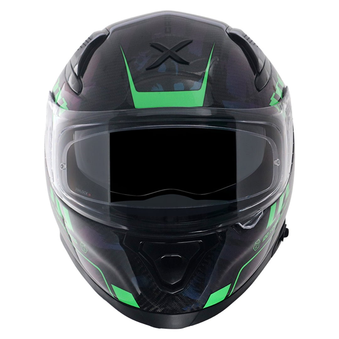 Apex Gloss Carbon Small Checks Helmet (Gloss Carbon Green) - Image 3