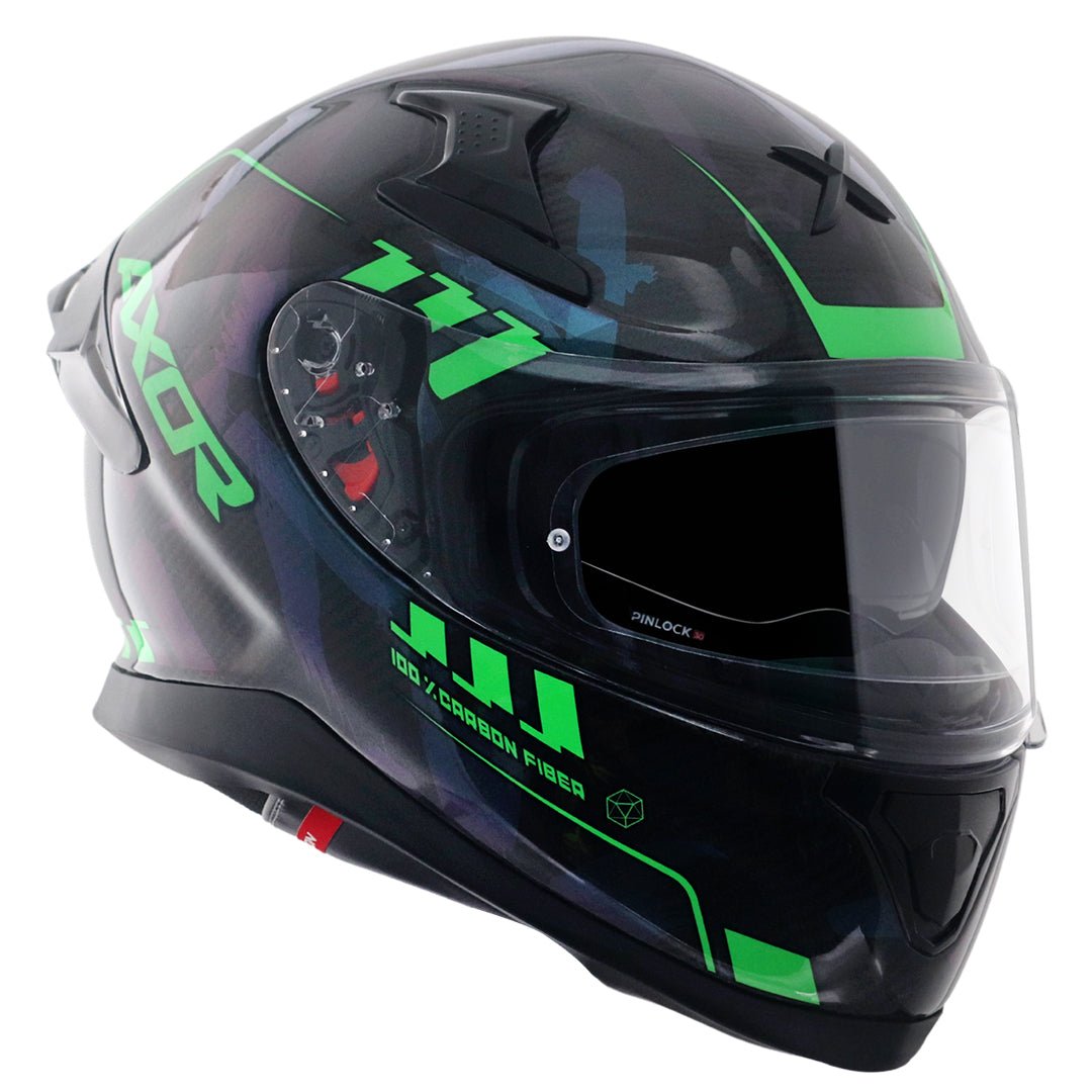 Apex Gloss Carbon Small Checks Helmet (Gloss Carbon Green) - Image 4