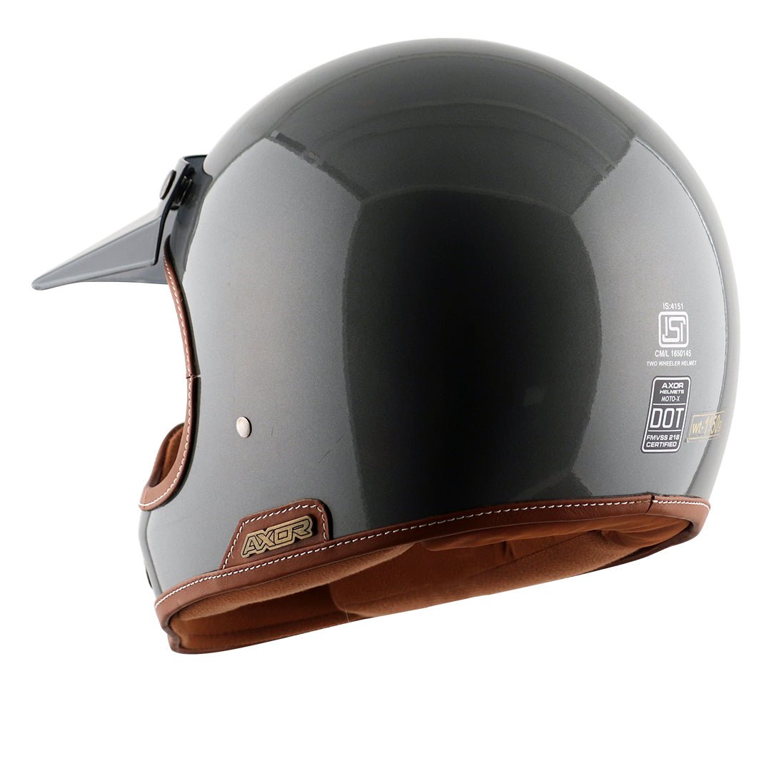 Axor Retro Moto-X Helmet (Athena Grey) - Image 4