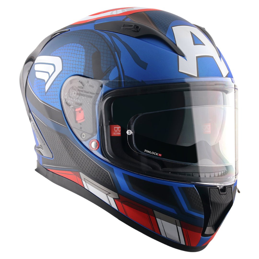 Street Marvel Captain America Helmet (Dull Blue Red White) - Image 4