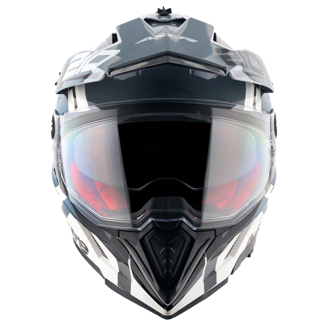 X-Cross Dual Visor Speedometer Helmet (White Grey) - Image 2