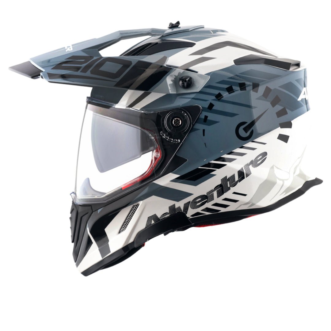 X-Cross Dual Visor Speedometer Helmet (White Grey) - Image 3