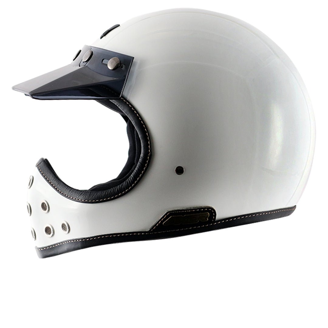 Axor Retro Moto-X Helmet (White) - Image 4
