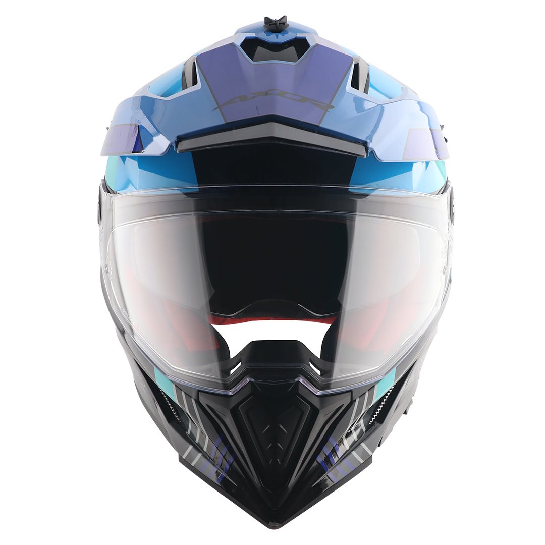 X-Cross Dual Visor Gambling Helmet (Black Blue) - Image 2