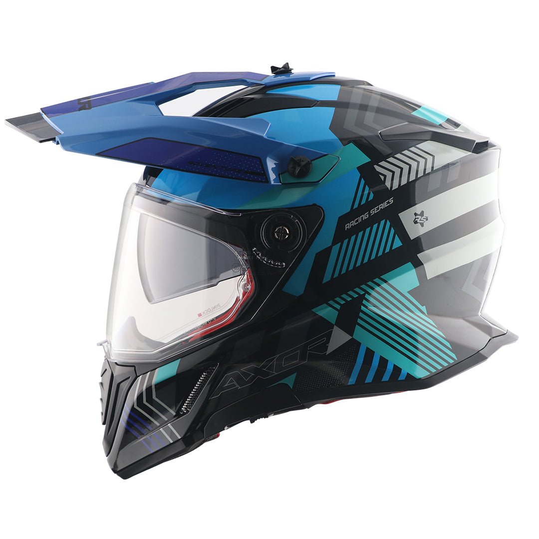 X-Cross Dual Visor Gambling Helmet (Black Blue) - Image 3