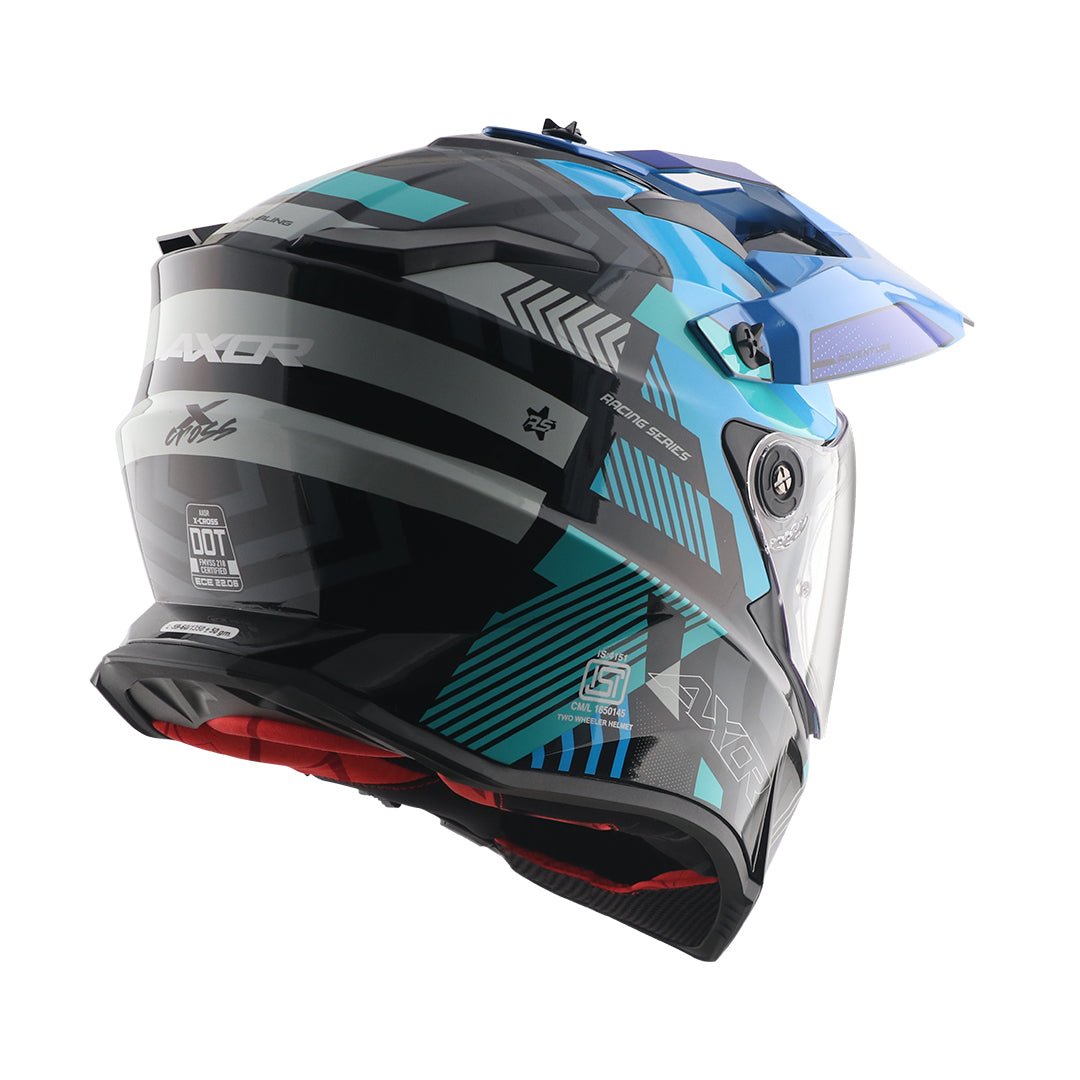 X-Cross Dual Visor Gambling Helmet (Black Blue) - Image 6