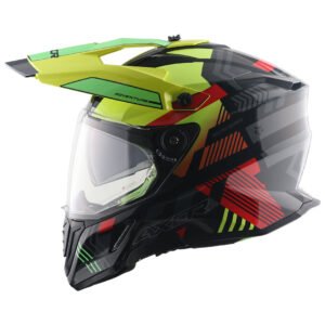 X-Cross Dual Visor Gambling Helmet (Black Neon Yellow)