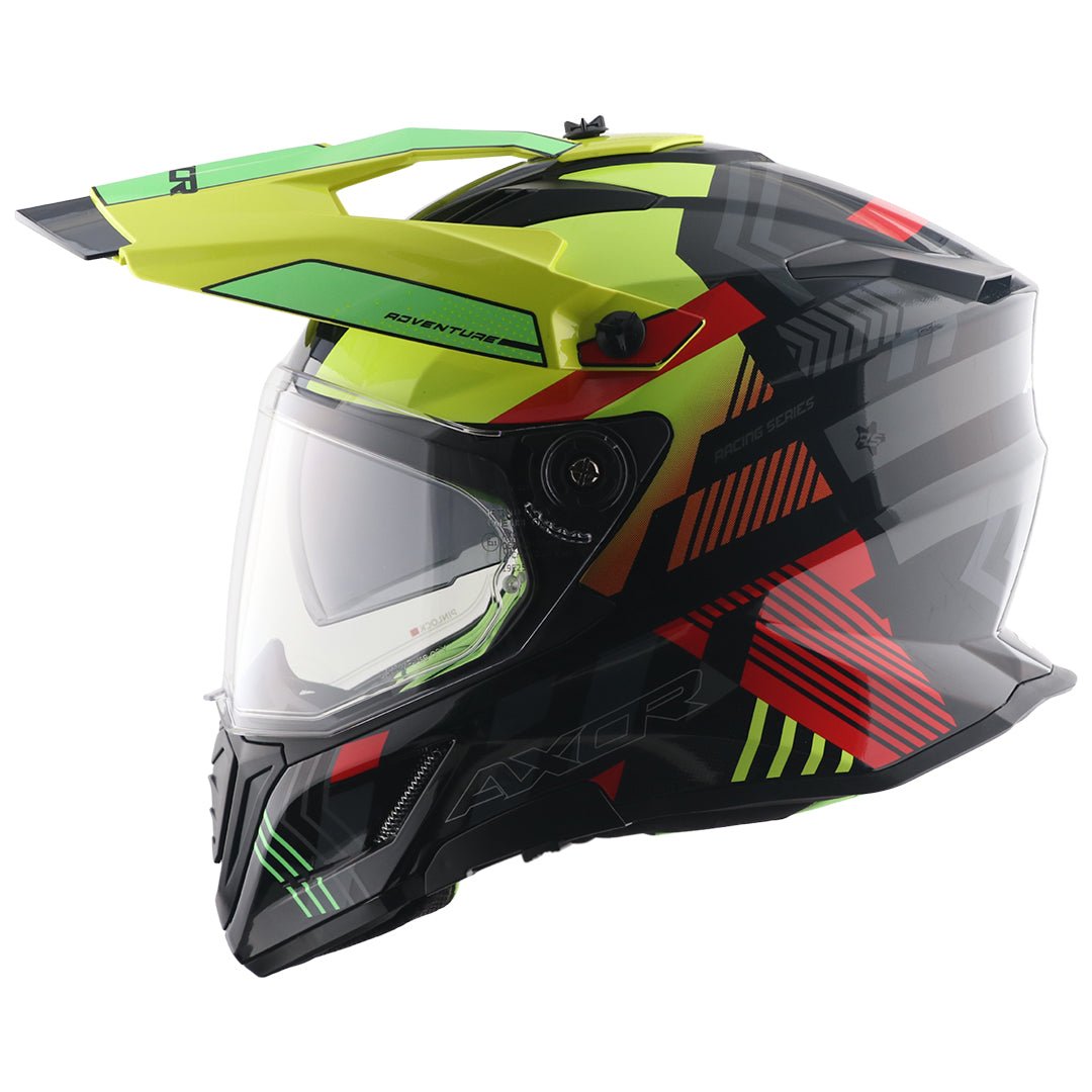 X-Cross Dual Visor Gambling Helmet (Black Neon Yellow)