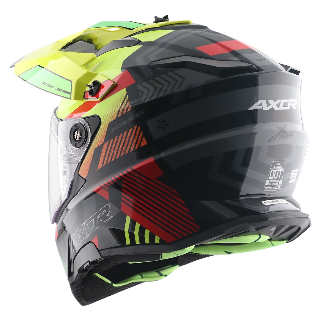 X-Cross Dual Visor Gambling Helmet (Black Neon Yellow) - Image 5
