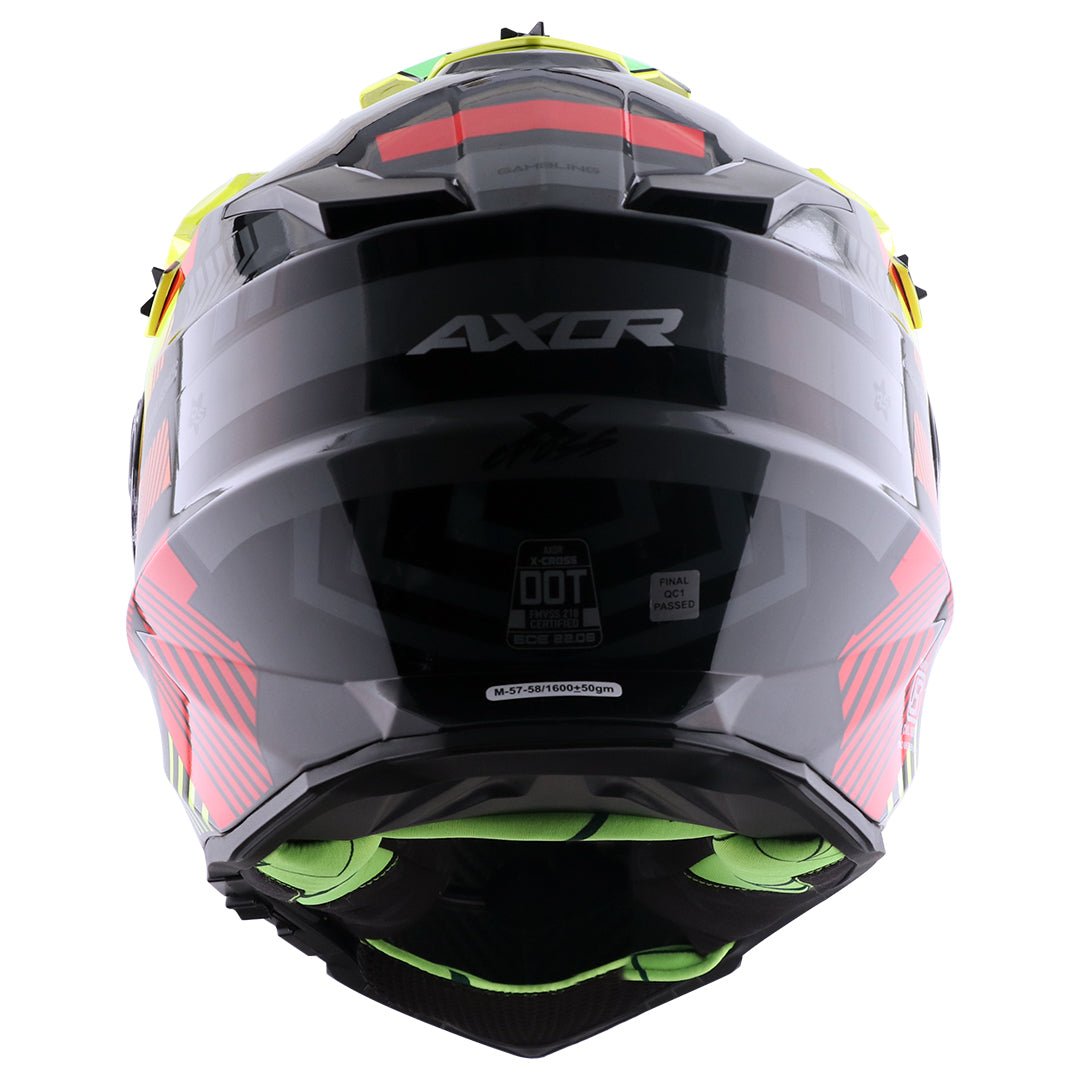 X-Cross Dual Visor Gambling Helmet (Black Neon Yellow) - Image 4