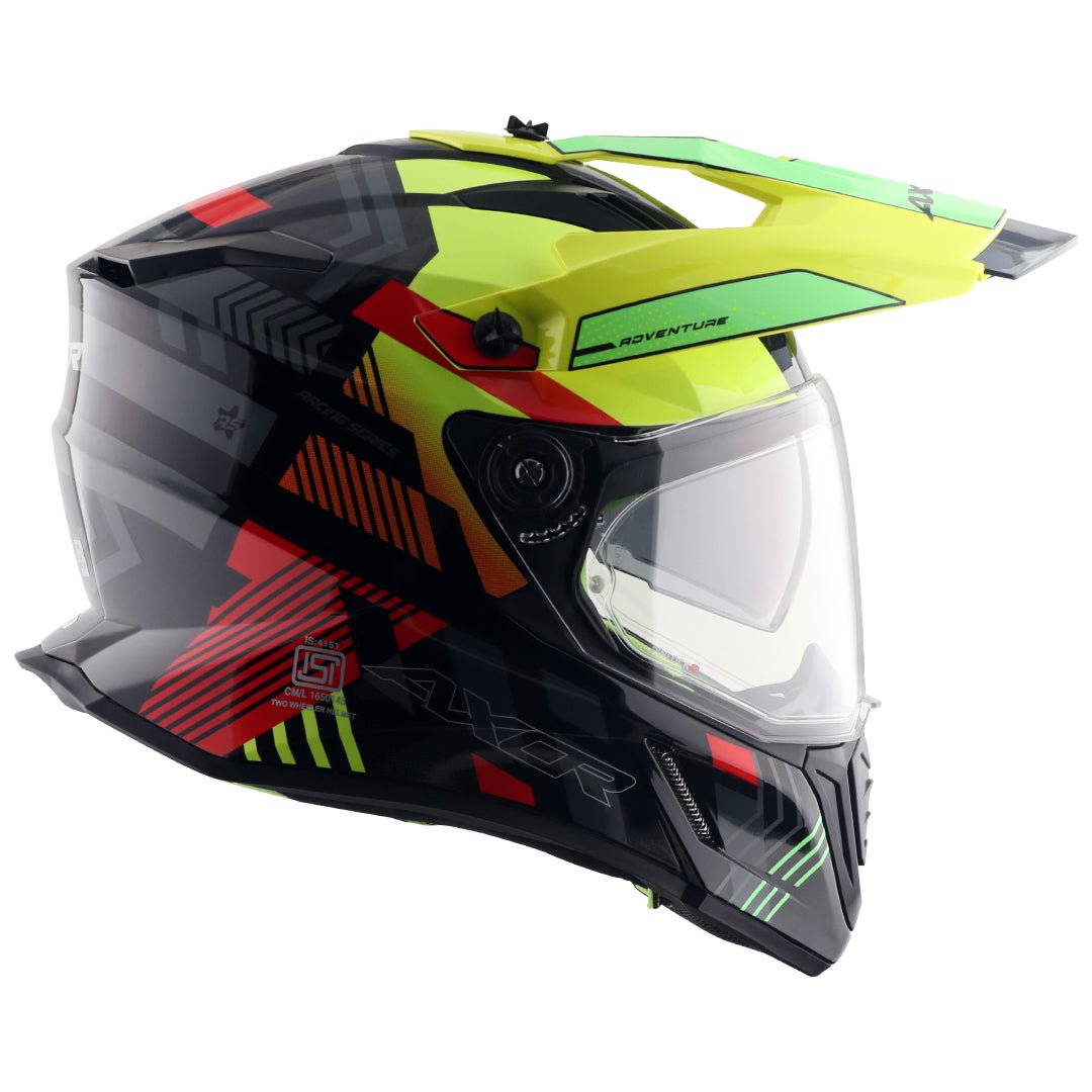 X-Cross Dual Visor Gambling Helmet (Black Neon Yellow) - Image 7