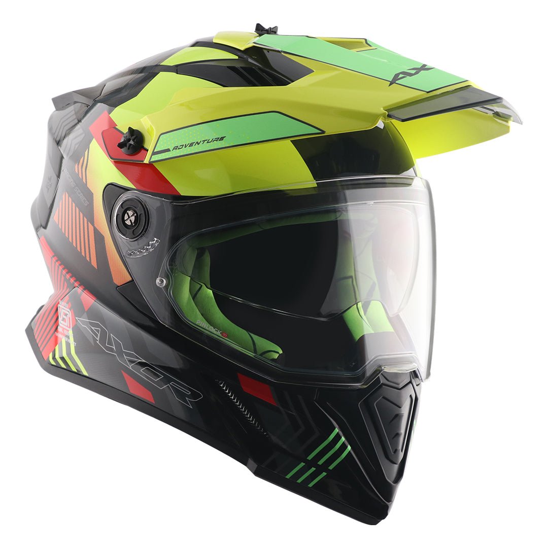 X-Cross Dual Visor Gambling Helmet (Black Neon Yellow) - Image 8